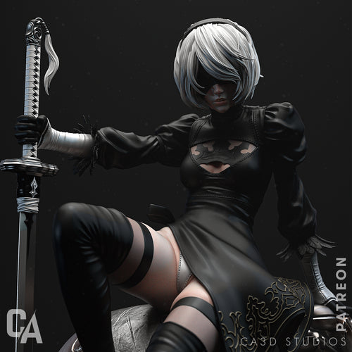 2B Resting – resin collector statue