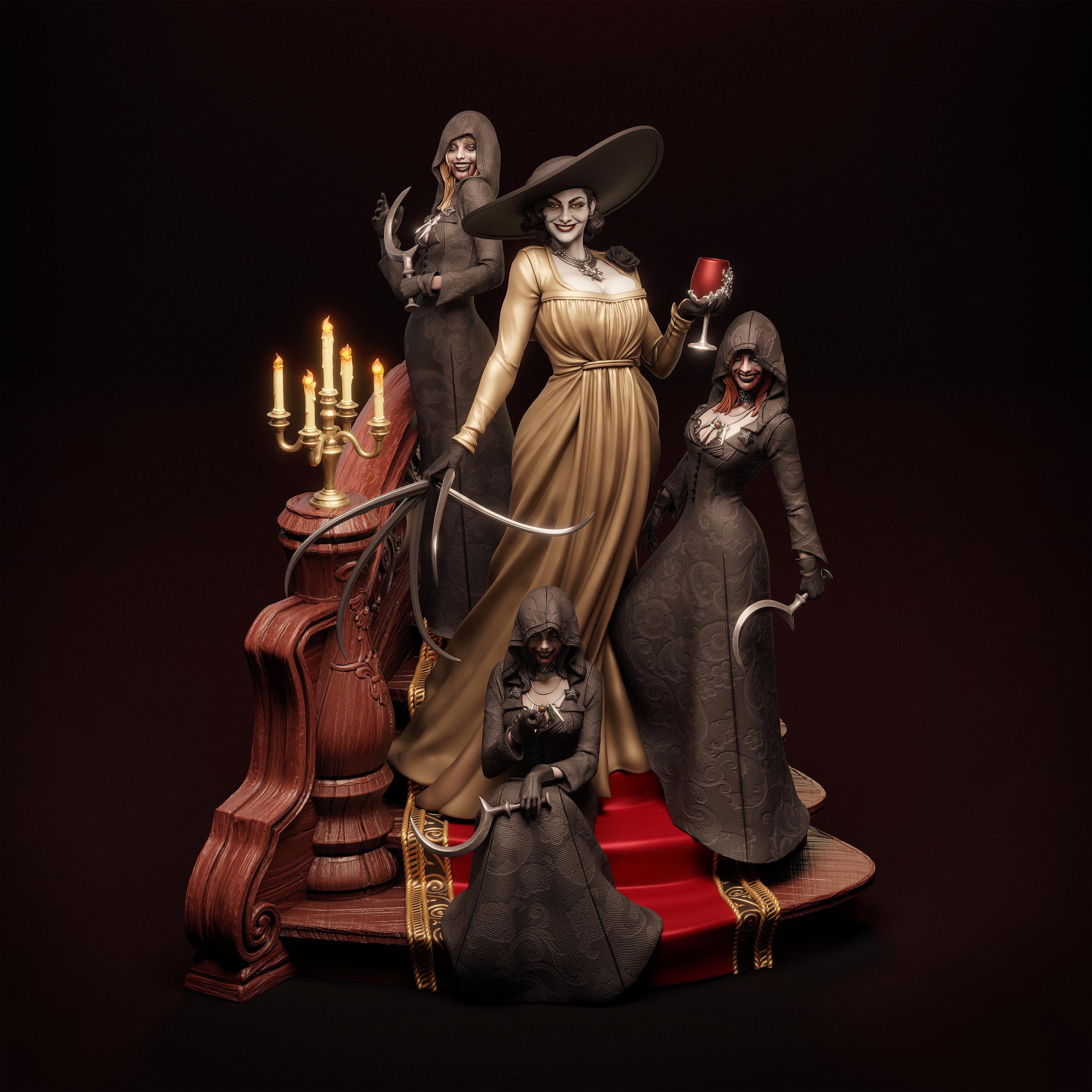 Damned Sisters | Hand-Painted 14K 3D Resin Figures | Garage Kit