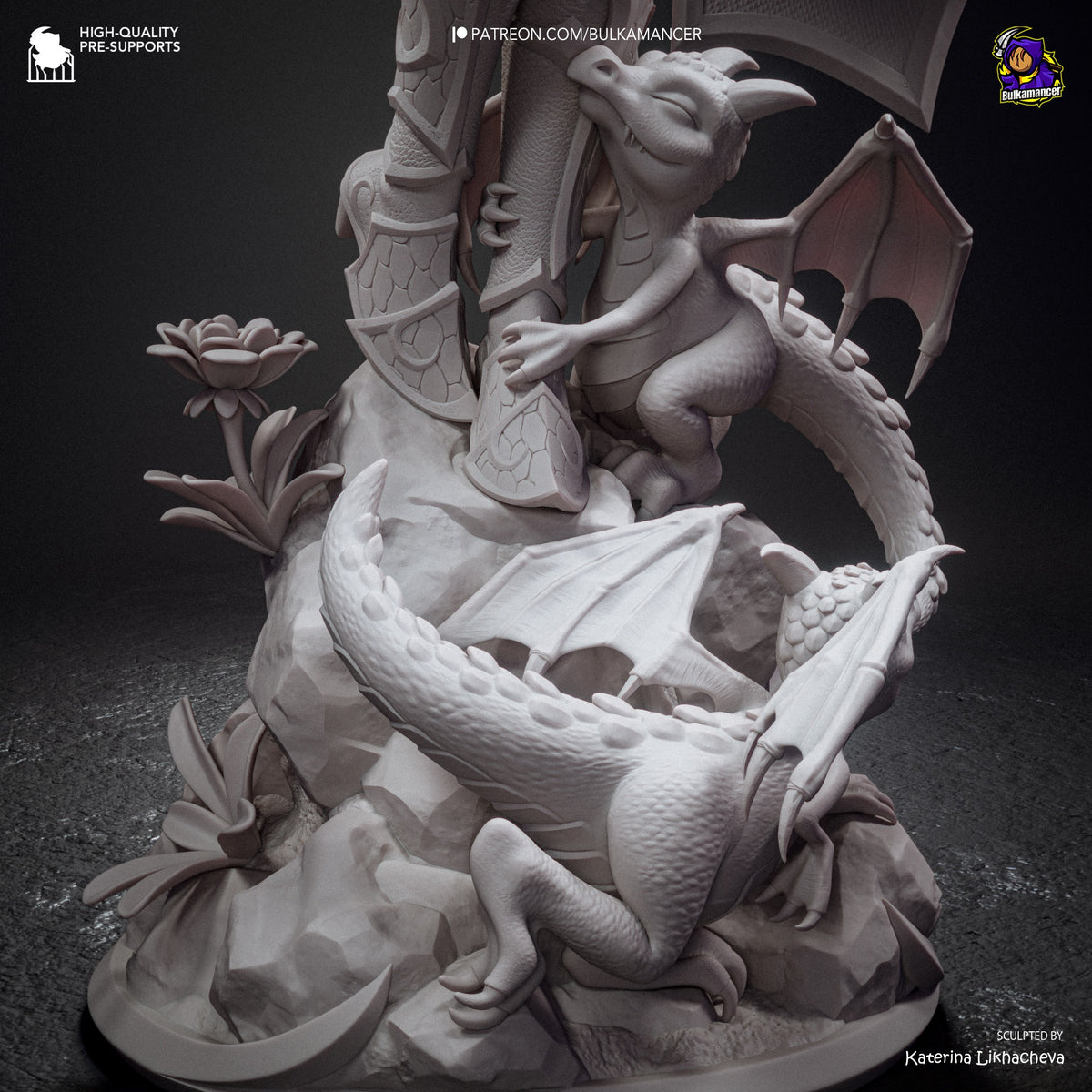 Alexstrasza – unpainted resin sculpt dragon base detail