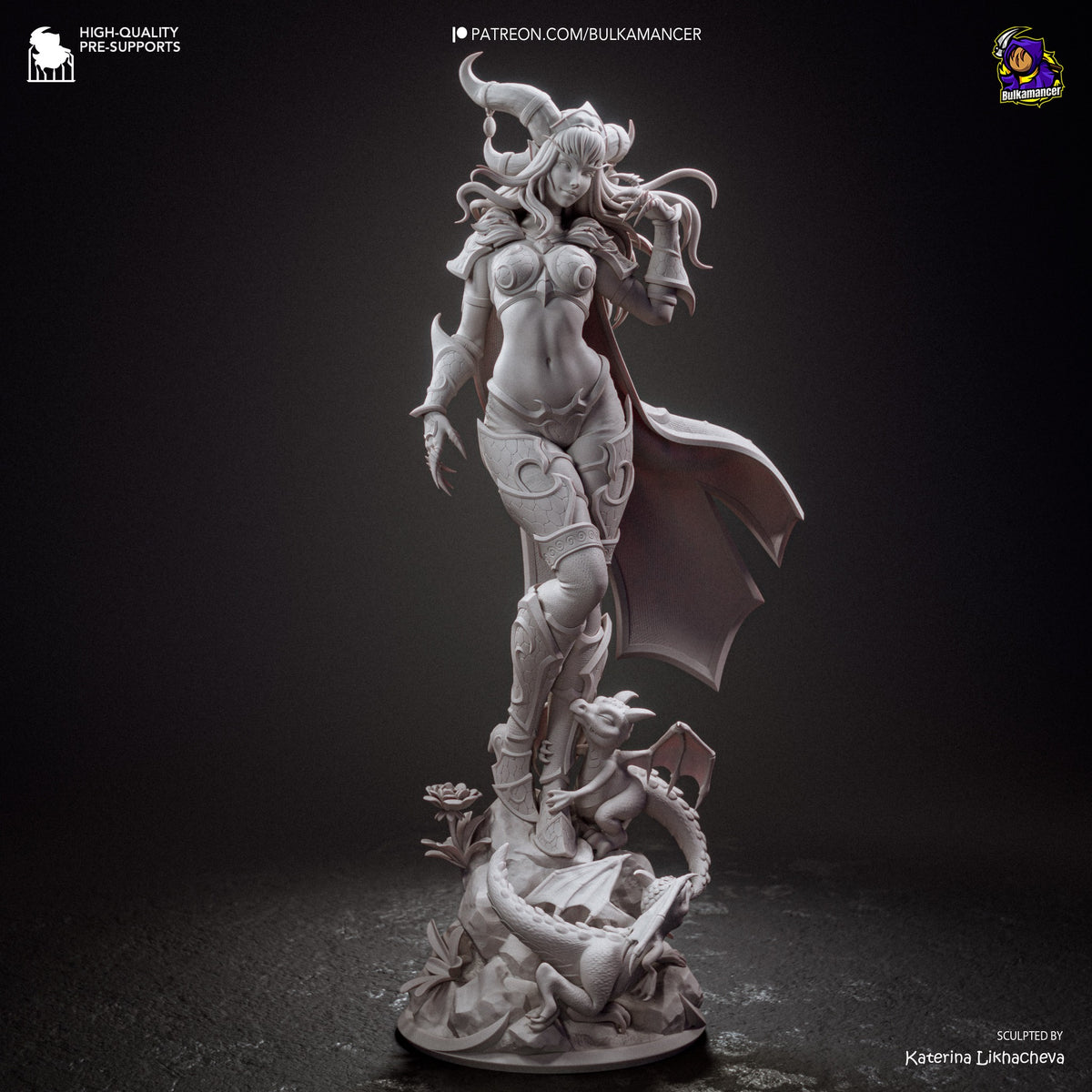 Alexstrasza – unpainted resin sculpt front three-quarter view