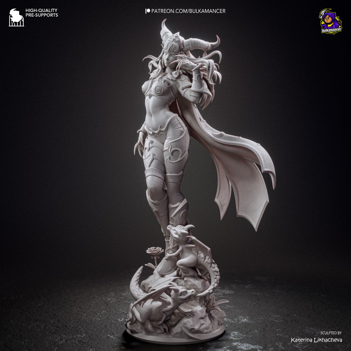 Alexstrasza – unpainted resin sculpt rear three-quarter view