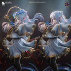 Frieren resin collector statue 3D render showing wreath configuration options