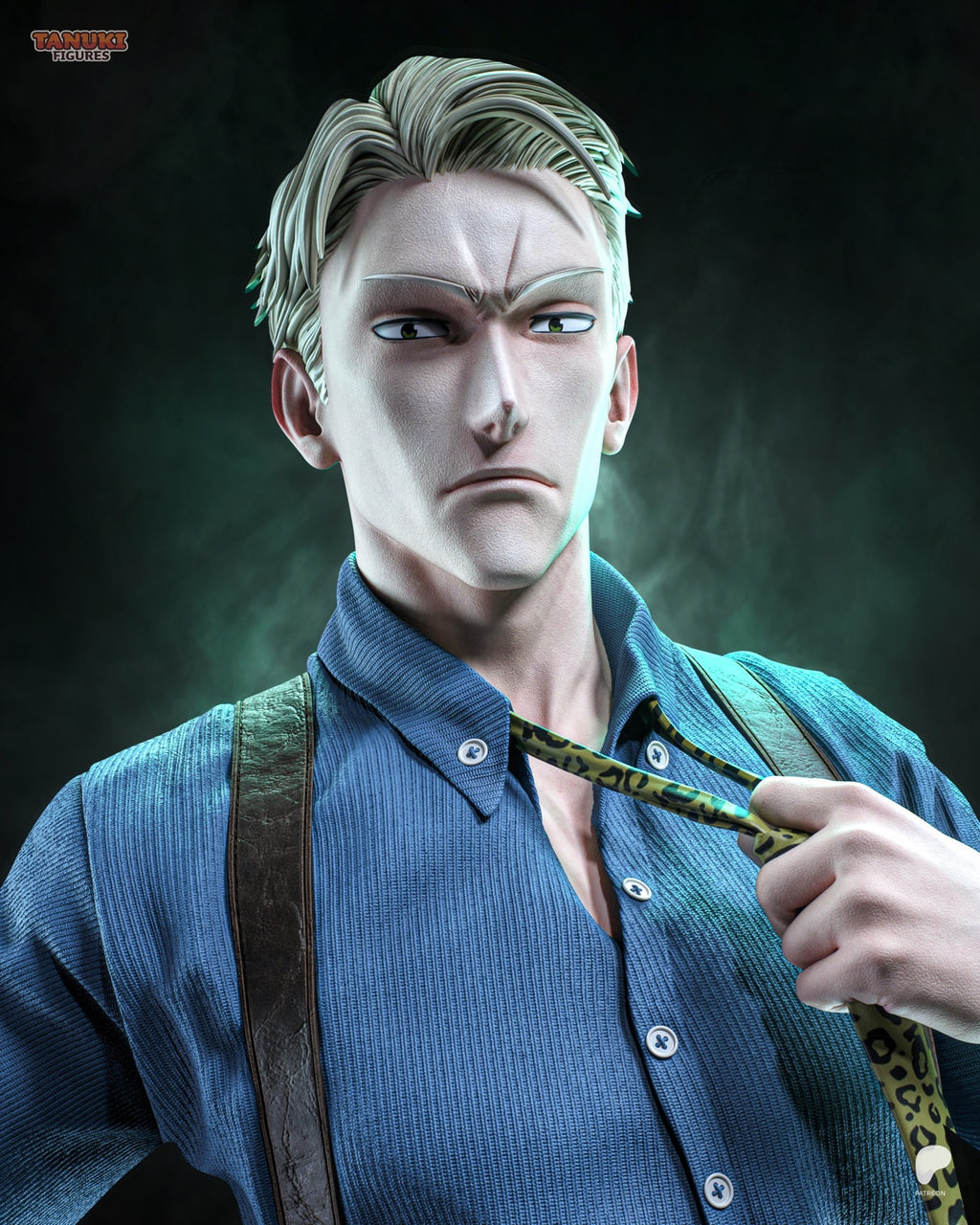 Kento Nanami Jujutsu Kaisen resin collector statue – face detail without glasses