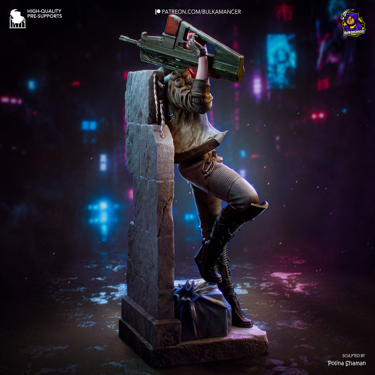 Valerie – Cyberpunk 2077 resin collector statue alternate rear view
