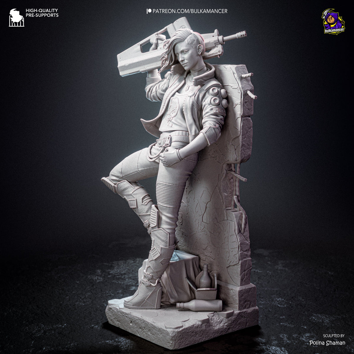 Valerie – resin collector statue unpainted side view