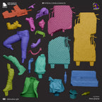 Valerie – multipart resin statue component layout
